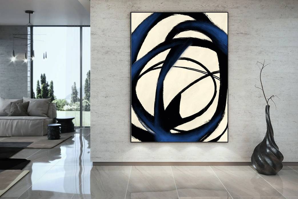 White Modern Deep - oversized canvas painting for bedroom